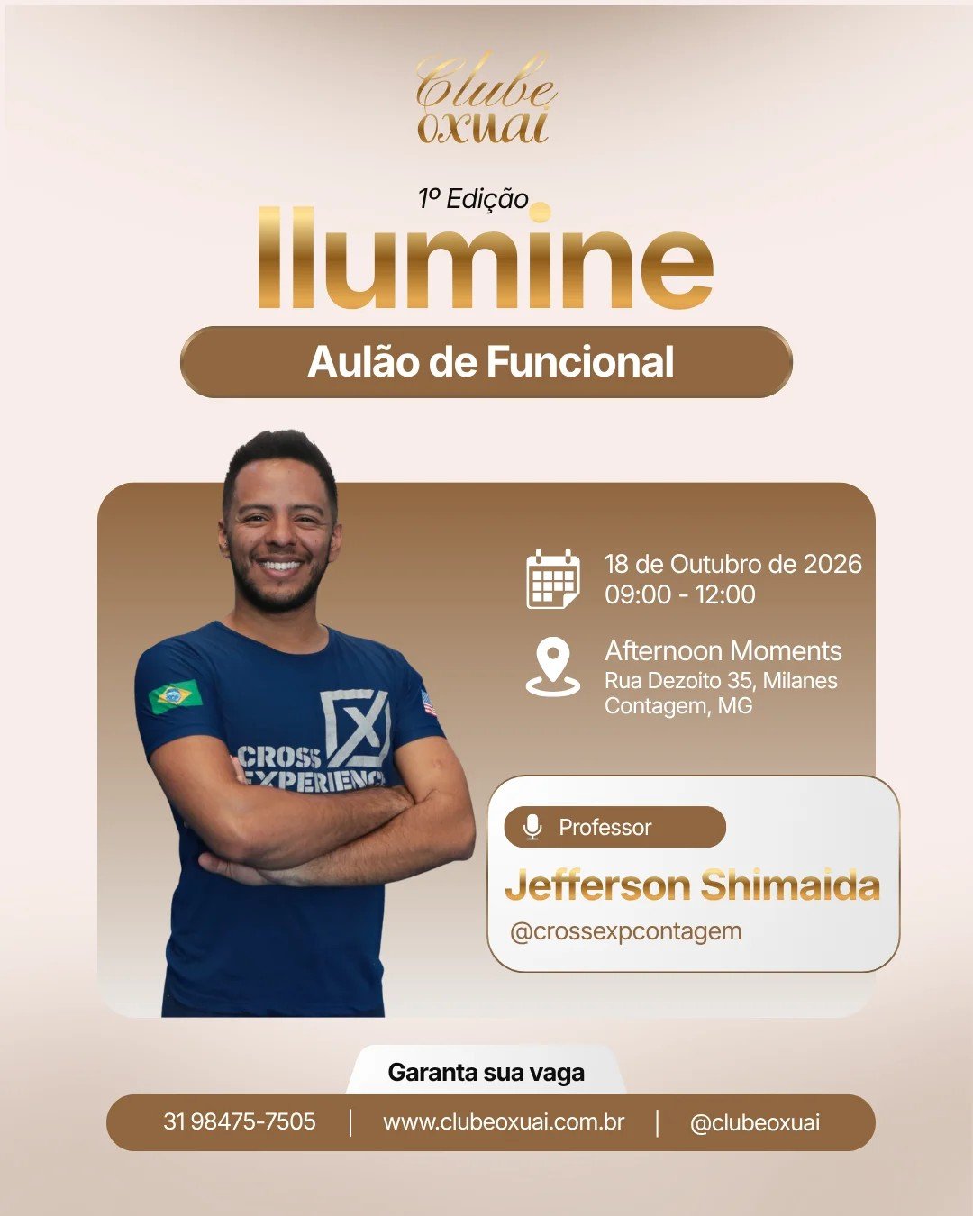Ilumine, 1ª edição do Clube Oxuai, aulão de funcional com o professor Jefferson Shimaida